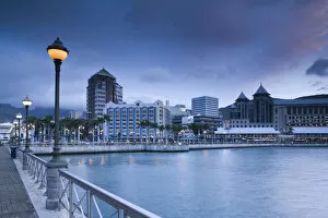 Mauritius, Port Louis, Caudan Waterfront, dusk