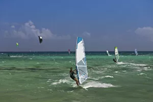 Images Dated 12th February 2009: Mauritius, Western Mauritius, Le Morne Peninsula, windsurfers