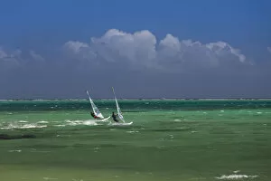 Images Dated 12th February 2009: Mauritius, Western Mauritius, Le Morne Peninsula, windsurfers
