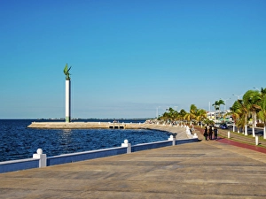 Malecon Prints: The Mayan Angel monument at the Waterfront of Campeche City, Campeche State, Mexico