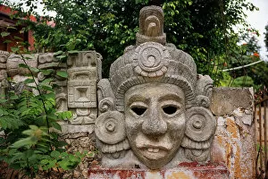 Mayan Gallery: Mayan face carving, Uxmal, Yucatan peninsula, Mexico