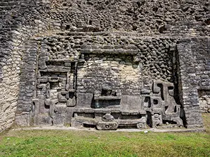 Plaza A Prints: Mayan Ruins at Plaza A, detailed view, Caracol Archaeological Site, Cayo District, Belize