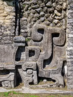 Plaza A Prints: Mayan Ruins at Plaza A, detailed view, Caracol Archaeological Site, Cayo District, Belize