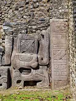 Archeology Prints: Mayan Ruins at Plaza A, detailed view, Caracol Archaeological Site, Cayo District, Belize