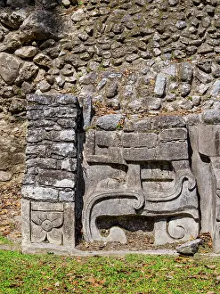 Plaza A Prints: Mayan Ruins at Plaza A, detailed view, Caracol Archaeological Site, Cayo District, Belize