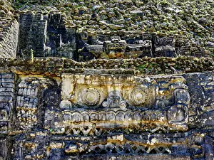 Masonry Prints: Mayan ruins at Plaza B, detailed view, Caracol Archaeological Site, Cayo District, Belize
