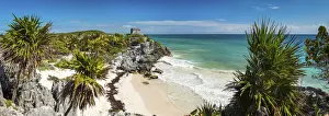 Yucatan Prints: Mayan Temple Ruins & Beach, Tulum, Yucatan, Mexico