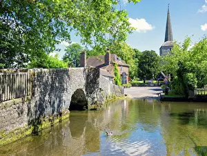 Ford Prints: Medieval bridge and a ford of River Darent in the small village of Eynsford, Kent, England