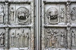 Arts Prints: Medieval bronze doors on western portal of Saint Sophia Cathedral, Veliky Novgorod