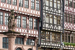 Frankfurt Prints: Medieval buildings in Romerberg square, Frankfurt, Hesse, Germany