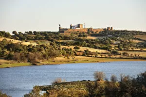 Images Dated 28th June 2012: The medieval castle of Mourao, overlooking the Alqueva dam. Alentejo, Portugal