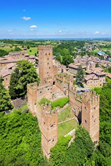 Country Prints: medieval castle and town of Castell'Arquato in spring