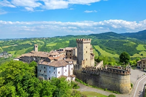 Borghi Piu Belli Ditalia Prints: medieval castle and village of Vigoleno. Piacenza district, Emilia-Romagna, Italy