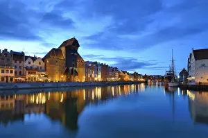 The medieval crane (Zuraw) at the Old Town and the Motlawa river in Gdansk. Poland