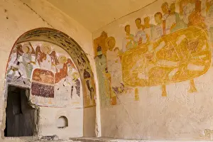 Medieval frescos on arch wall, David Gareja Monastery complex, Sagarejo Municipality