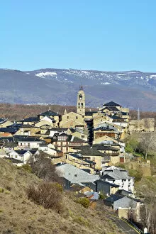 The medieval village of Puebla de Sanabria and the mountains of Sanabria. Castilla y Leon