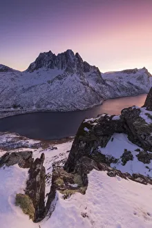 Nord Prints: Mefjorden illuminated by the colors of the arctic sunset. Barden, Mefjordbotn, Mefjorden
