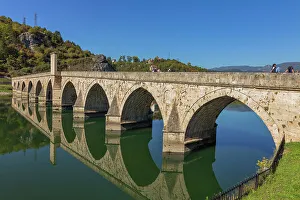 Middle Ages Prints: Mehmed Pasa Sokolovic bridge, 1577, Drina river, Visegrad, Bosnia