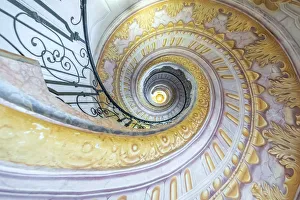 Spiral Prints: Melk, Wachau, Lower Austria, Austria, Europe. Staircase inside the Benedectine abbey
