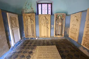 Images Dated 25th May 2012: Memorial floor stones, Biertan, nr. Sighisoara, Transylvania, Romania