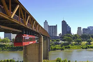 Mississippi River Prints: Memphis, Tennessee, Downtown, Memphis Suspension Railway, Mississippi River, Mud Island