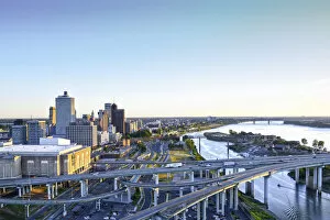 Memphis, Tennessee, Downtown, Mississippi River, Interstate 40 Crosses The River Into