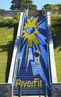 Images Dated 10th January 2017: Memphis, Tennessee, RiverFit Stairway, Beale Street Landing, Memphis Grizzlies Basketball