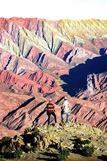 Males Prints: Men admiring Serrania de Hornocal mountain range, Humahuaca, Jujuy, Argentina. (MR)