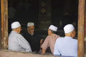 The Orient Gallery: Men in the prayer hall at The Great Mosque located