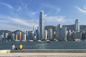 Images Dated 28th April 2020: Men sitting in West Kowloon Art Park, Kowloon, Hong Kong