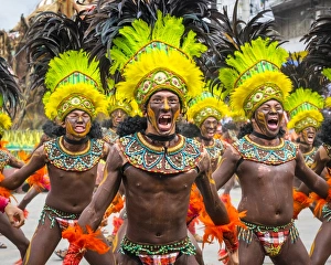 Philippines Gallery: Men in traditional dress at Dinagyang Festival, Iloilo City, Western Visayas, Philippines