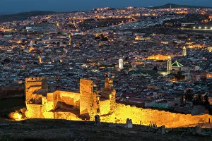 The Merenid Tombs at dusk, Fez, Morocco