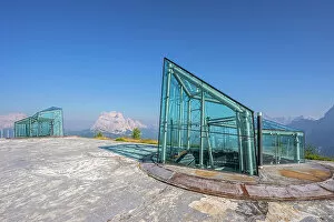 Images Dated 30th September 2022: Messner Mountain Museum Dolomites on the summit of Monte Rite with view to Monte Pelmo