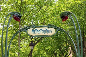 Images Dated 20th June 2023: Metro Sign at St Michel, Paris, France