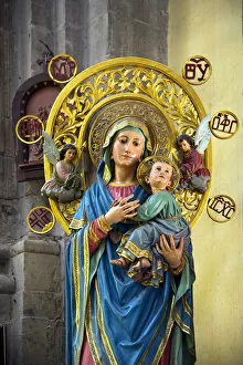 Images Dated 1st July 2016: Mexico, Mexico City, Virgin Mary & Christ Child Statue, Iglesia de la Santisima Trinidad