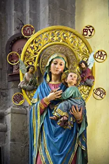 Virgin Mary Prints: Mexico, Mexico City, Virgin Mary & Christ Child Statue, Iglesia de la Santisima Trinidad