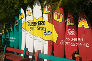 Pacific Coast Prints: Mexico, Pacific Coast, Guerrero, Ixtapa, Catcha La Ola Surf Shop Sign