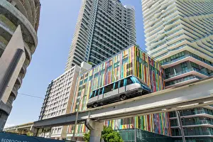 Moving Prints: Miami Metromover, Brickell, Miami, Florida, USA