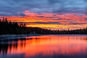 Fresh Water Prints: Michipicoten River at sunrise, Rock Island Lodge, Wawa, Ontario, Canada