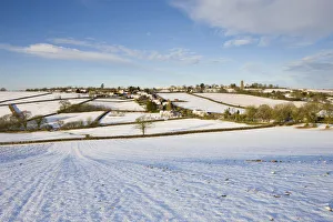 Morchard Bishop Prints: Mid Devon village of Morchard Bishop covered in snow. Winter (February) 2009