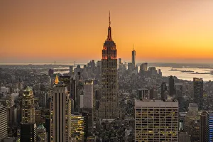 Midtown Manhattan skyline at sunset, New York, USA