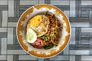 Plate Prints: Mie goreng or fried noodles dish, Bira, Sulawesi, Indonesia