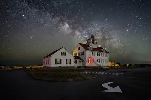 Starry Prints: Miilky Way over thje Old Coast Guard Station on Cape Cod, Eastham, Massachusetts, USA