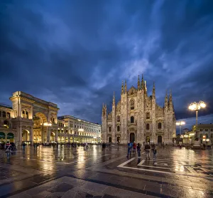 Historical Center Prints: Milan Cathedral at the Piazza del Duomo, Milan, Lombardy, Italy