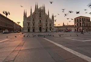 Milan Prints: Milan Cathedral at sunrise, Lombardia, Italy
