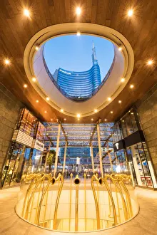 Milan, Lombardy, Italy. Gae Auelenti square with view of Unicredit Towers