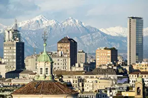 City Centre Prints: Milan, Lombardy, Italy Milans skyline with Pirelli tower