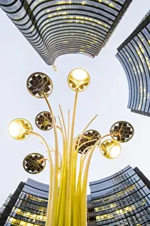Porta Nuova Prints: Milan, Lombardy, Italy. Upward view of the skyscrapers of the new Porta Nuova business