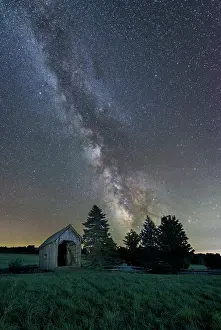 Timber Prints: Milky Way over the A.M. Foster Bridge, Green Mountains, Cabot, Vermont, USA