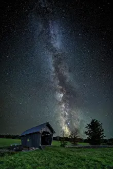 Timber Prints: Milky Way over the A.M. Foster Bridge, Green Mountains, Vermont, USA